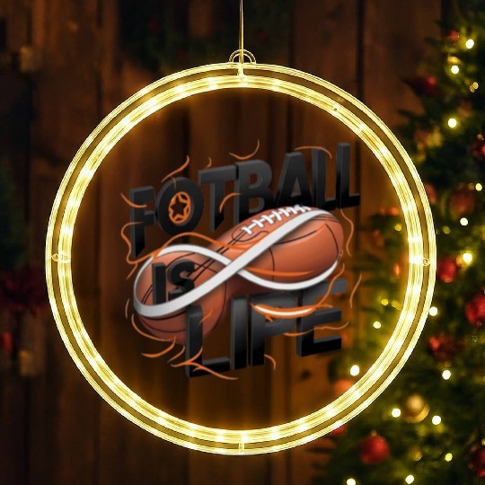 "Eternal Passion: Football is Life" LED Christmas Window Lights