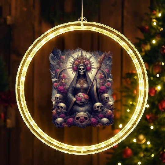 Santa Muerte Mexican Folk Culture Saint LED Christmas Window Lights