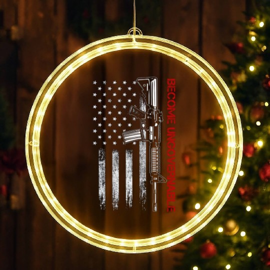 Become Ungovernable American USA Flag LED Christmas Window Lights