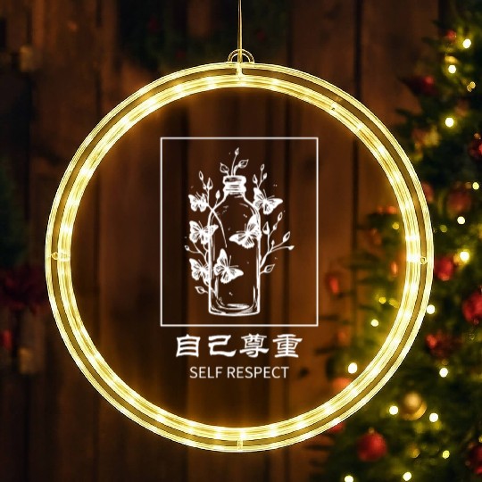 Butterfly Line Art Aesthetic Japanese Kanji Minima LED Christmas Window Lights