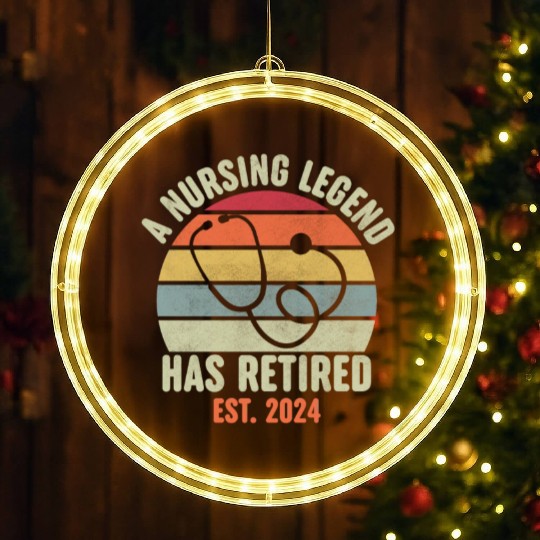 Retired Nurse 2024 LED Christmas Window Lights, Funny Retired Nurse