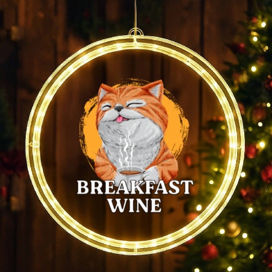 Breakfast Wine Coffee Lover Wine Lover Caffeine Ch LED Christmas Window Lights