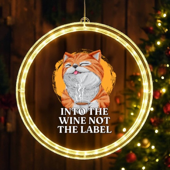 Funny Wine Lover Drinking Champagne LED Christmas Window Lights