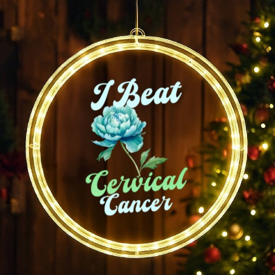 Cervical Cancer Awareness I Beat Cervical Cancer LED Christmas Window Lights