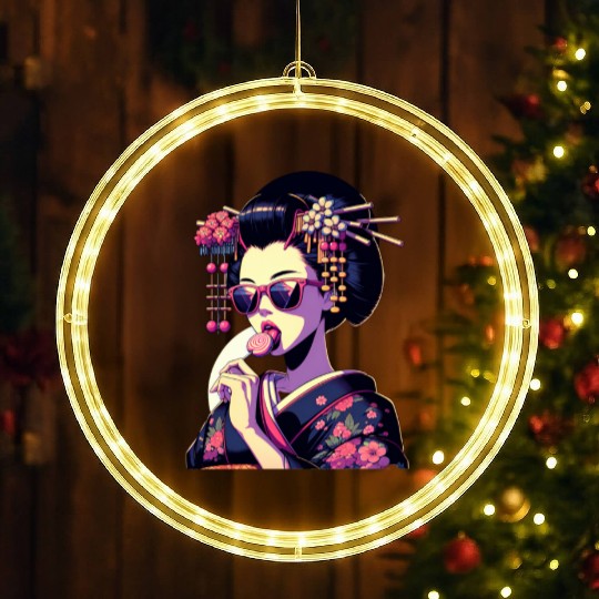 Japanese Geisha in Kimono, Geishas from Kyoto LED Christmas Window Lights