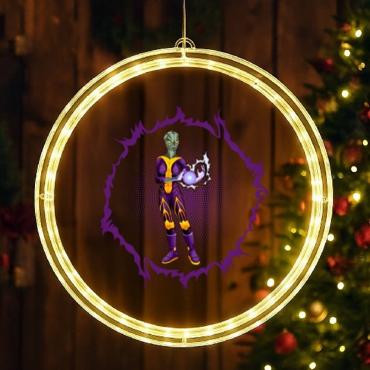 Reptilian Alien With Energy Ball LED Christmas Window Lights