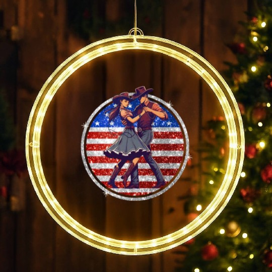 VINTAGE COWGIRL,TWO STEP, COUNTRY & WESTERN DANCE LED Christmas Window Lights