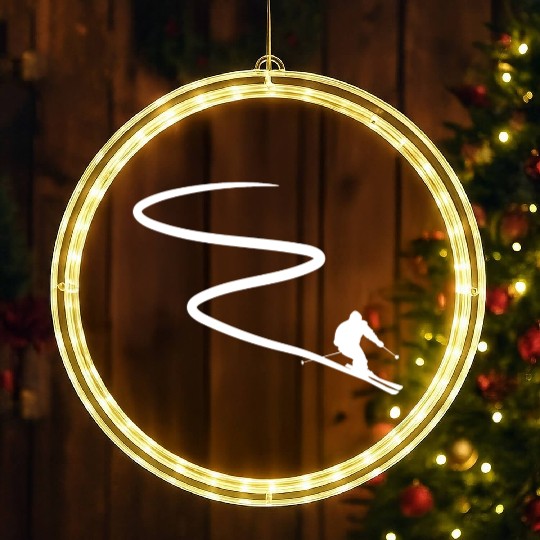 Skiing Mountains Winter sports Nature LED Christmas Window Lights
