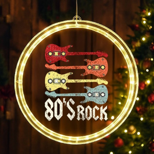 80s Rock Band Guitar Cassette Tape 1980s LED Christmas Window Lights