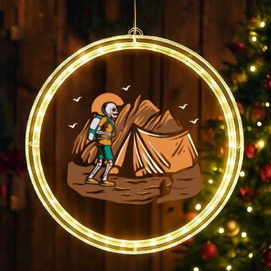 Hiking Hike Skeleton Skull Nature LED Christmas Window Lights