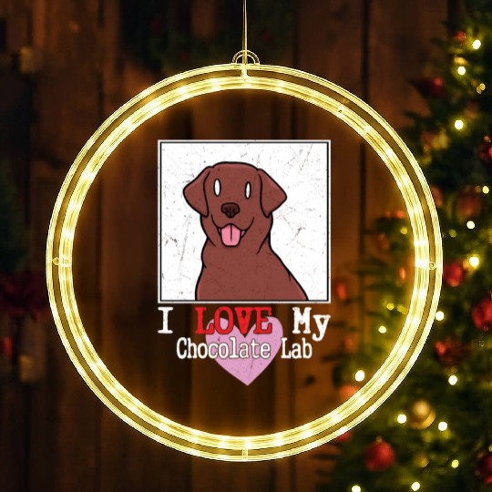I Love My Chocolate Lab Owner Labrador Retriever LED Christmas Window Lights