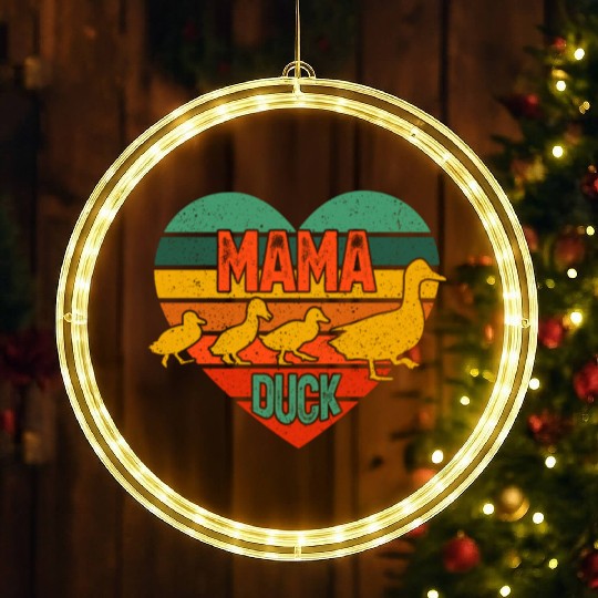 Mama Duck 3 Ducklings Duck Mom Mother's Day LED Christmas Window Lights
