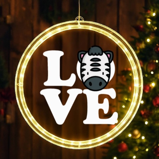 LOVE Zebra Funny Stripes Animal Face African Pun LED Christmas Window Lights