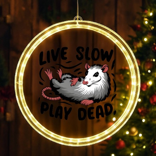 Funny Possum Live slow play dead Street Cat LED Christmas Window Lights