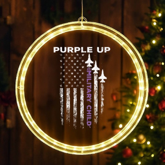 Purple Up For Military Kids Force US Flag LED Christmas Window Lights