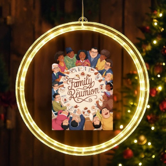Joyous Family Reunion Feast LED Christmas Window Lights