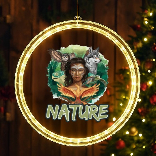 Nature-Inspired Wolf Owl Turtle Phoenix Woman LED Christmas Window Lights