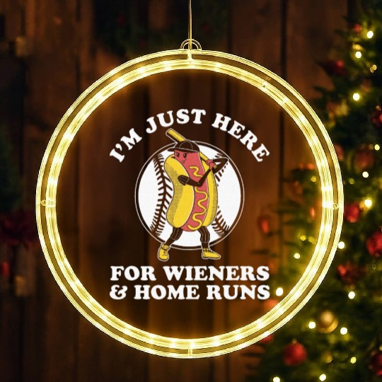 Baseball Design for Women Men Wieners Home Runs LED Christmas Window Lights