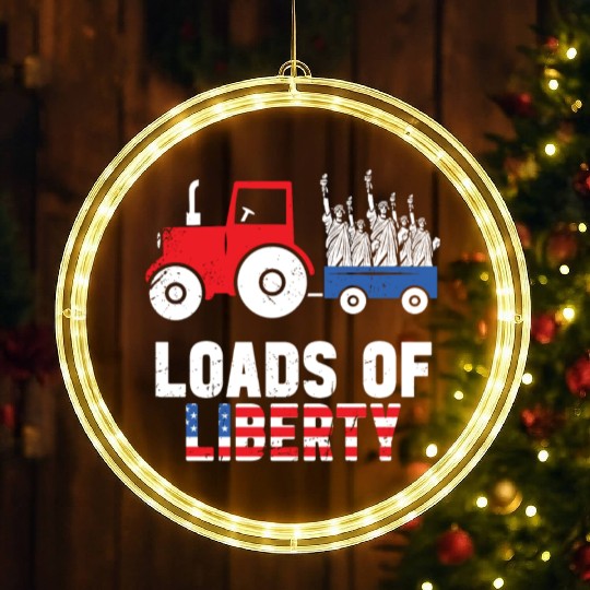 Liberty Tractor Patriotic American LED Christmas Window Lights