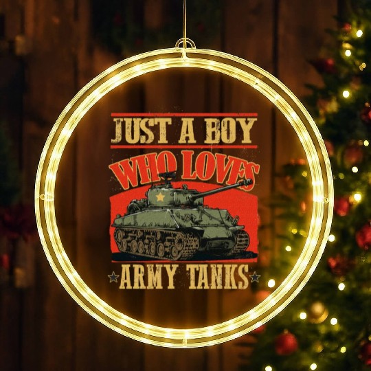 Just a Boy Who Loves Army Tanks a World War 2 LED Christmas Window Lights