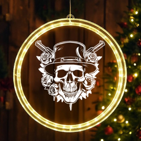 Skeleton Roses Guitar Guns Skull Roses LED Christmas Window Lights