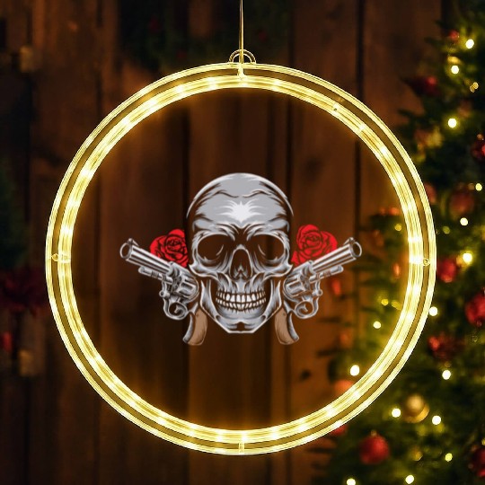 Skeleton Roses Guitar Skull Roses Guns LED Christmas Window Lights