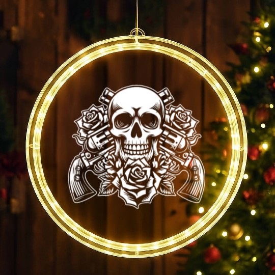 Skeleton Roses Guitar Guns Skull Roses LED Christmas Window Lights