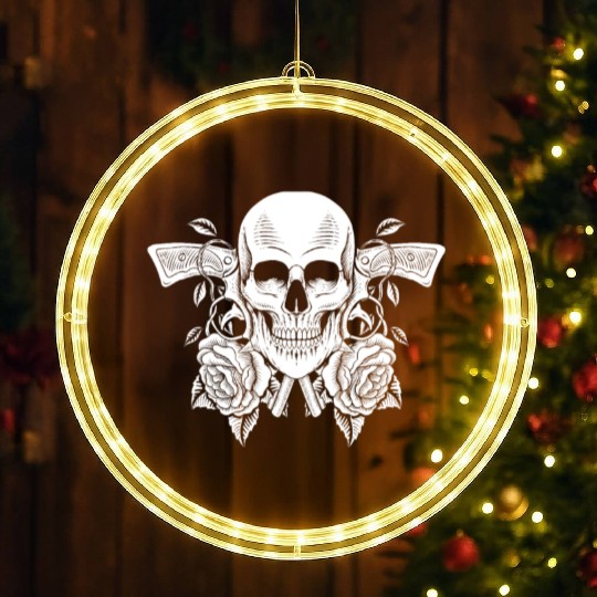 Skeleton Roses Guitar Guns Skull Roses LED Christmas Window Lights