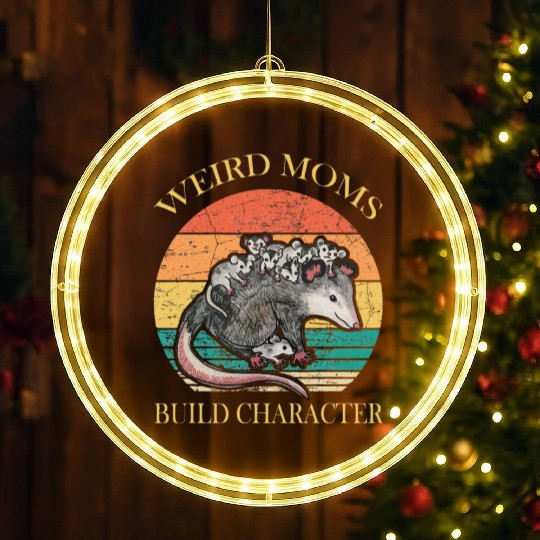 Weird Moms Build Character Opossum LED Christmas Window Lights