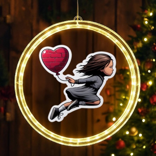 Girl with Balloon by Banksy, Iconic Street Art LED Christmas Window Lights