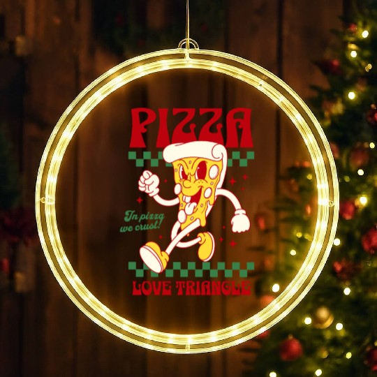 Pizza Love Triangle LED Christmas Window Lights