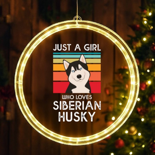 Just A Girl Who Loves Siberian Husky LED Christmas Window Lights
