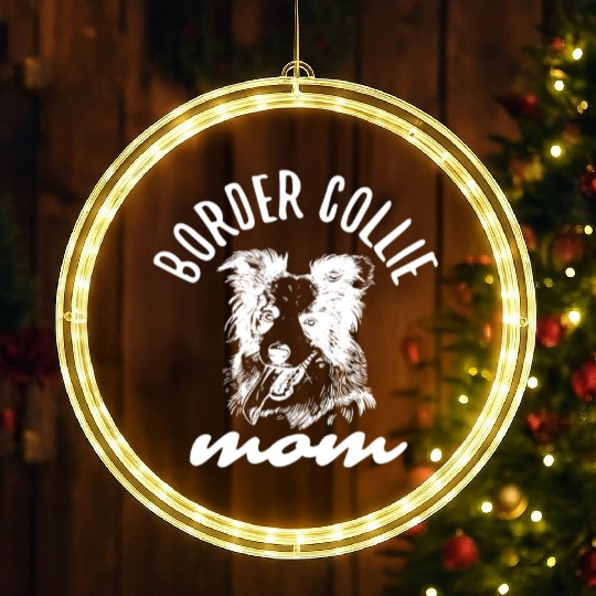Unique Border Collie Enthusiast Creative Art LED Christmas Window Lights