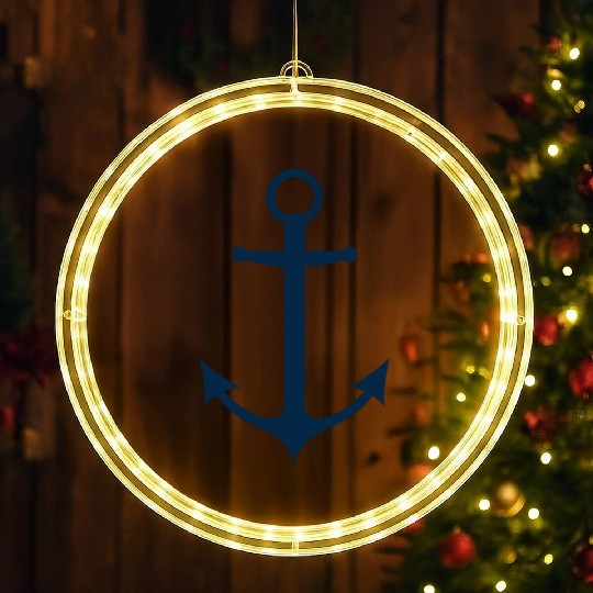 Navy Blue Sailing Boat Anchor LED Christmas Window Lights