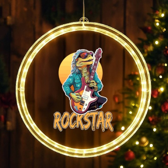 Rockstar Reptile Musician with Electric Guitar LED Christmas Window Lights