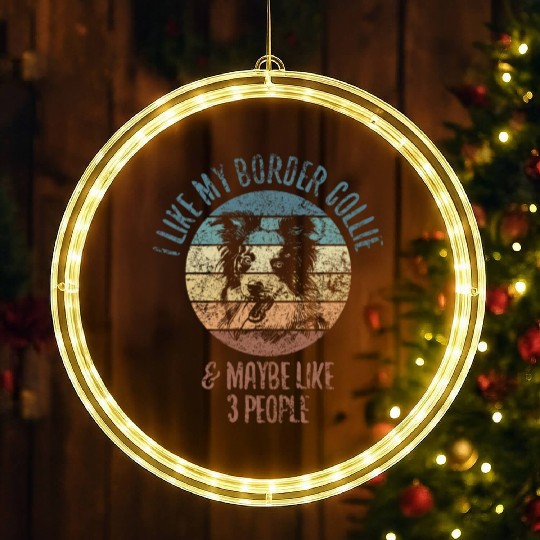 Unique Border Collie Design For Dog Lovers LED Christmas Window Lights