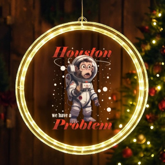 Houston we have a problem astronaut space monkey LED Christmas Window Lights