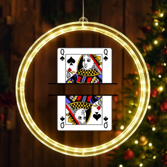Playing card queen of spades with banner space LED Christmas Window Lights