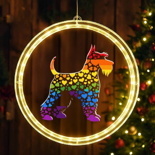 Miniature Schnauzer Rainbow LGBT Gay Pride Lesbian LED Christmas Window Lights