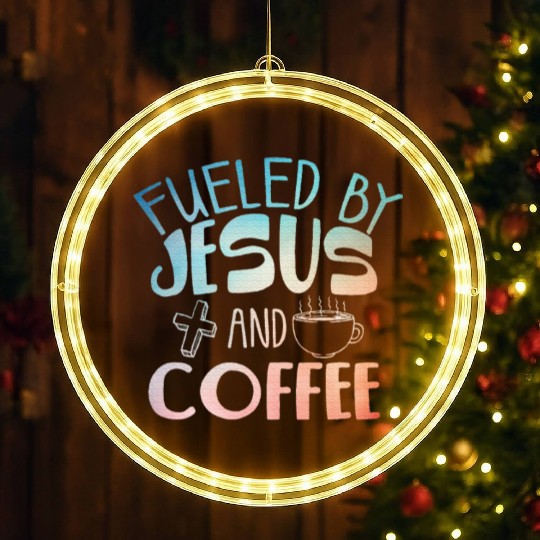 Cool Coffee Jesus Art Christian Coffee Lover LED Christmas Window Lights