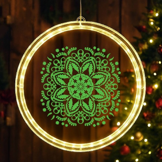 Green floral lace pattern LED Christmas Window Lights