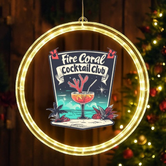 Fire Coral Cocktail Club LED Christmas Window Lights