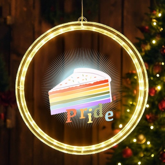 Piece of rainbow cake in delicate pastel colors LED Christmas Window Lights