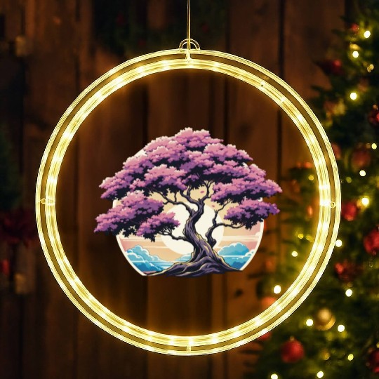Zen nature purple tree LED Christmas Window Lights