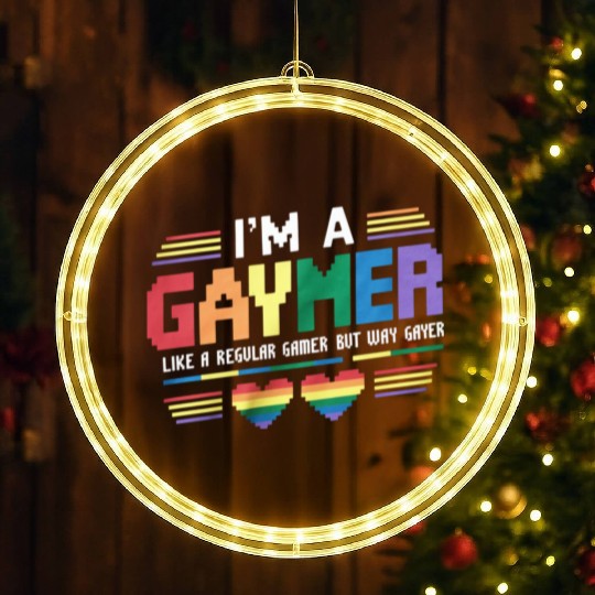 Gaymer Like A Regular Gamer But Way Gayer Gamer LED Christmas Window Lights