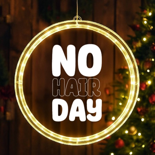 No Hair Day Funny Bald Bearded Hairstylist LED Christmas Window Lights