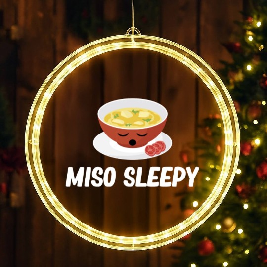 Miso Sleepy Miso Puns Asian Chinese Cuisine LED Christmas Window Lights