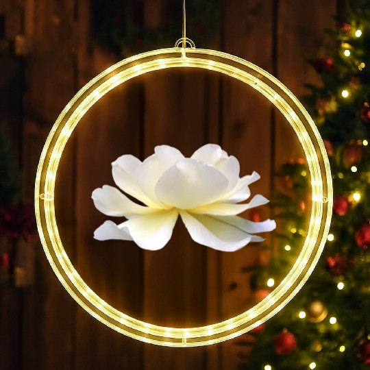 Lotus rose white flower LED Christmas Window Lights