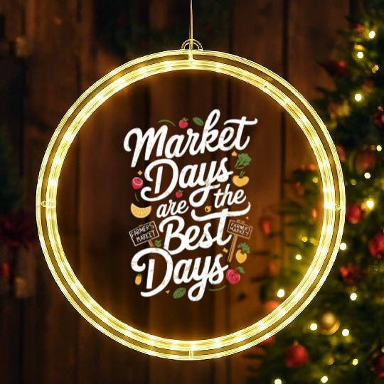 Farmers Market Farmer Agriculture Farming Food LED Christmas Window Lights