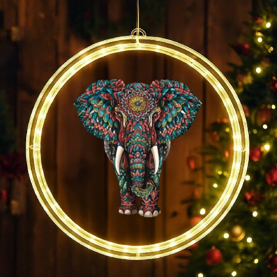 Elephant Mandala for a Art lover Elephant fan LED Christmas Window Lights